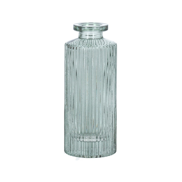 Gisela Graham | Green Glass Ribbed Bottle Mini Vase