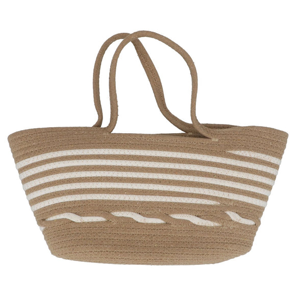 Gisela Graham | Natural/White Striped Jute Shopper Bag