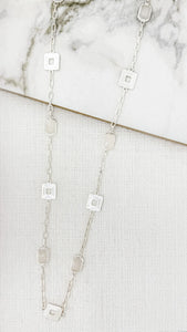 Envy Jewellery | Long Silver Plated Necklace with silver squares