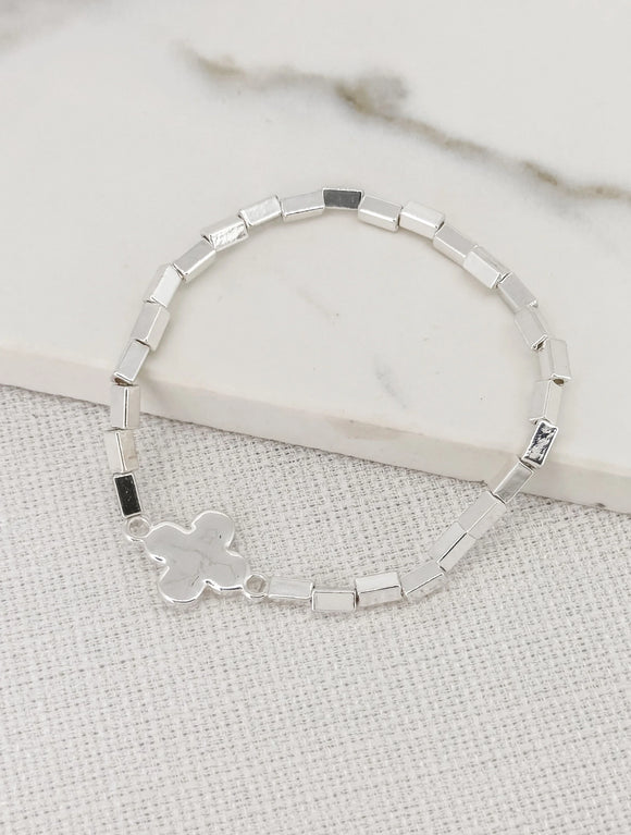 Envy Jewellery | Silver Plated Stretch Bracelet with a fleur