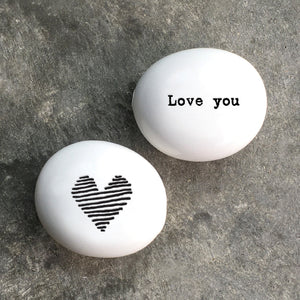 East Of India | Porcelain Pebble - Heart/Love You