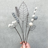 East Of India | White Berry Wire Sprig 23cm