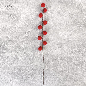 East Of India | Red ilex Berries Wire Sprig 24cm