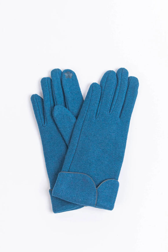 MSH | Denim Blue Fold Over Cuff With Scalloped Edge Gloves