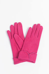 MSH | Fuchsia Fold Over Cuff With Scalloped Edge Gloves