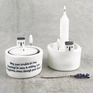 East Of India | Candle And Tea Light Holder - May Your Troubles