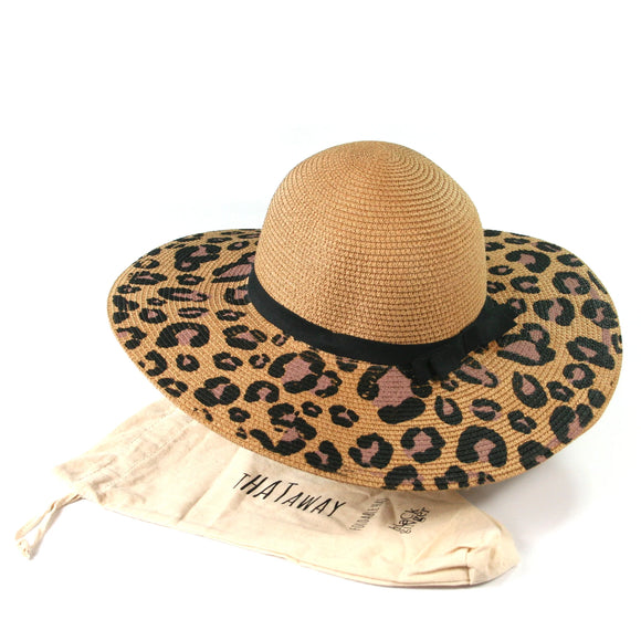 Sun Hat | Foldable Wide Brim Sun Hat - Animal Print (With Bag)