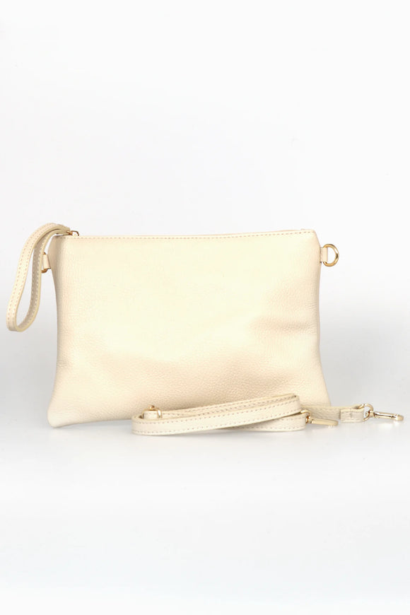 Leather Clutch Bag | Italian leather Wristlet Clutch Bag - Cream