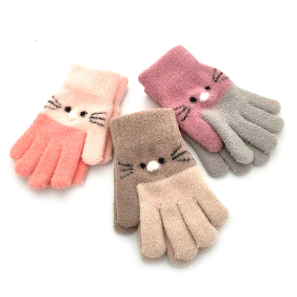 Children's Cat Gloves |  2 Assorted Colours