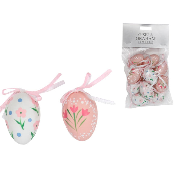 Gisela Graham | Pink/White Floral Paper Mini Egg - Bag 12