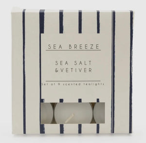 Fragrant Tea Lights | Sea Salt & Vetiver Pk9