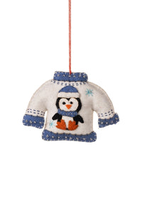 Christmas Decoration | Felt Penguin Jumper - Hanging