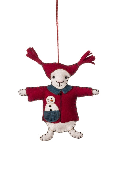Christmas Decoration | Felt Mouse In Hat - Hanging