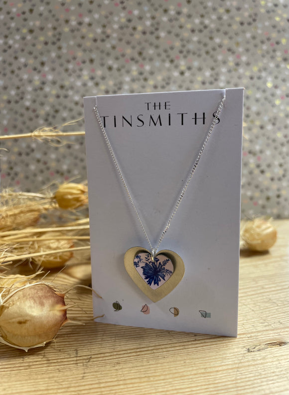 The Tinsmiths | Cornflower Double Heart Necklace