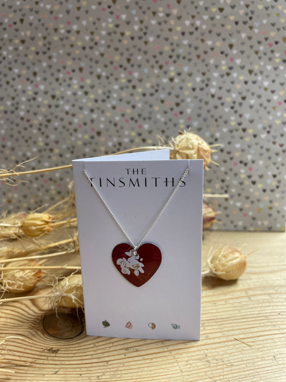 The Tinsmiths | Kimono Red Blossom Round Heart Necklace