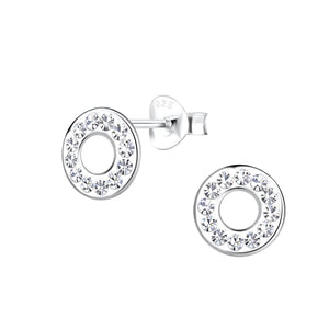 It's Yours | Sterling Silver Circle Crystal Ear Studs