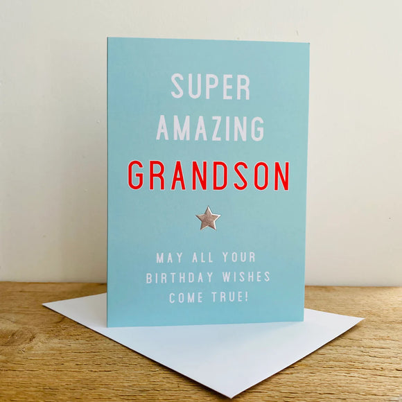 Megan Claire | Super Amazing Grandson Birthday Card