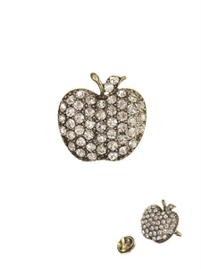 Hot Tomato | Apple Brooch - Antique Gold/Clear