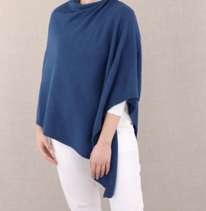 Classic Cashmere Blend Poncho | French Navy