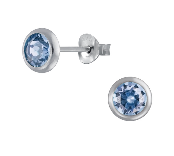 It's Yours | Sterling Silver Crystal Stud Earrings - Light Sapphire