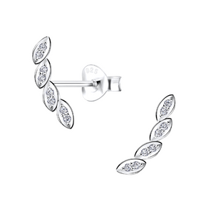 It's Yours | Sterling Silver And Cubic Zirconia Leaf Stud Earrings