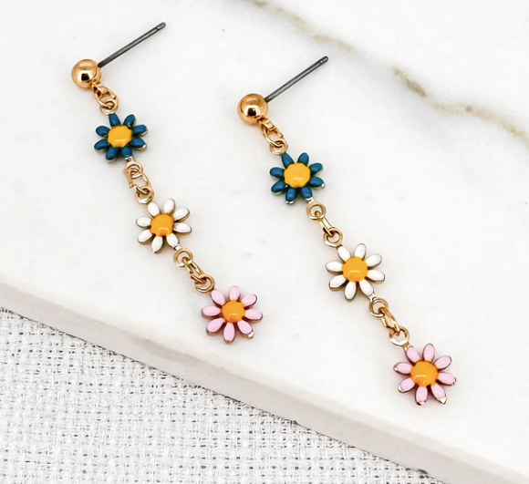 Envy Jewellery | Multi Colour Daisy Drop Earrings