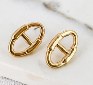 Envy Jewellery | Gold Oval Stud Earrings
