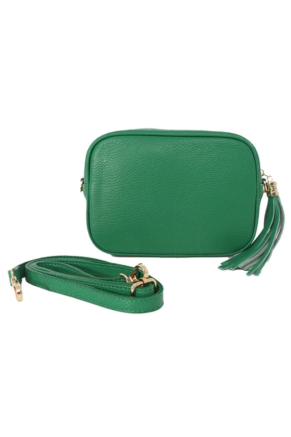 Ladies Leather Bag | Bright Green Italian Leather Camera Bag