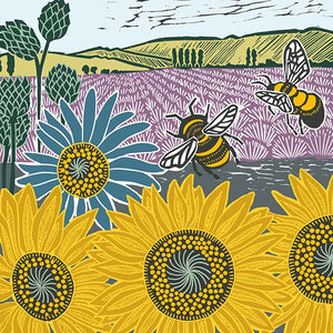 The ArtFile | Sunflowers & Bees Blank Card
