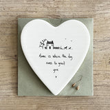 East of India | Home dog greets you - Porcelain Heart Coaster