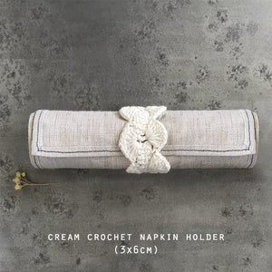 East of India | Crochet napkin holders x 4 – Cream