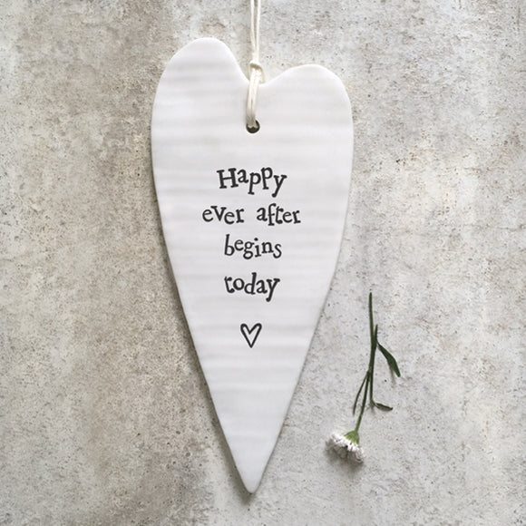 East Of India | Happy Ever After Porcelain Heart Ornament