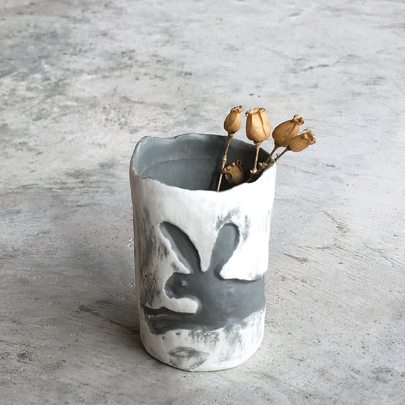 East of India | Running Rabbit vase-Grey interior