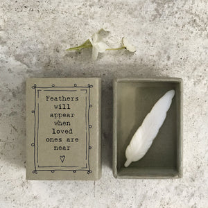 East of India | Matchbox Porcelain Feather - Feathers appear...'