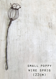 East of India | Poppy Head small wire sprig 22cm