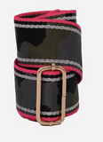 Bag Strap - Black Fuschia Camouflage Metallic Strip