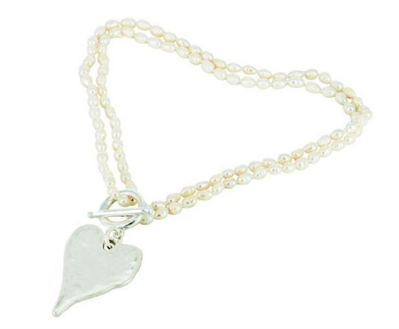 Freshwater Pearl Heart Pendant Necklace | Cream