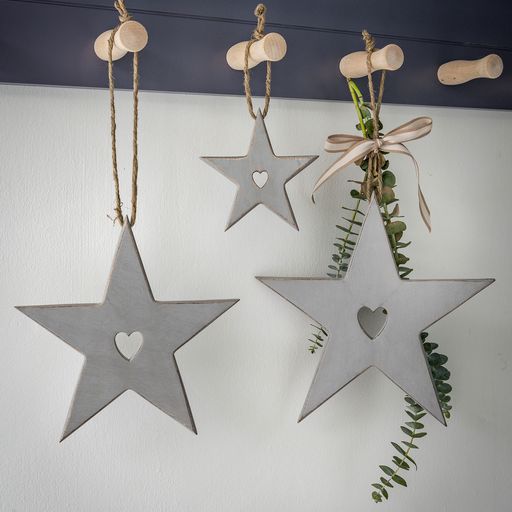 Retreat | Wooden Star With Heart Detail - Grey