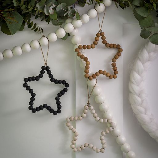 Retreat | Wooden Beaded Star Christmas Decoration - Large
